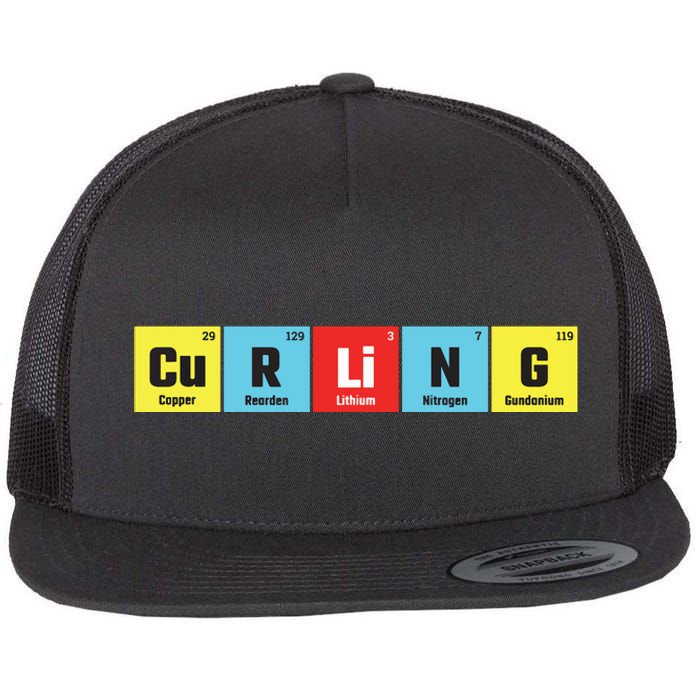 Curling Elementary Periodic Table Funny Gift Flat Bill Trucker Hat