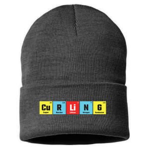 Curling Elementary Periodic Table Funny Gift Sustainable Knit Beanie