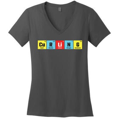 Curling Elementary Periodic Table Funny Gift Women's V-Neck T-Shirt