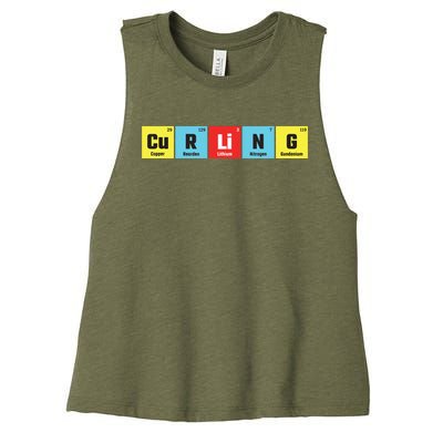 Curling Elementary Periodic Table Funny Gift Women's Racerback Cropped Tank