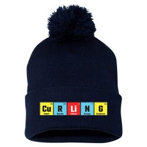 Curling Elementary Periodic Table Funny Gift Pom Pom 12in Knit Beanie