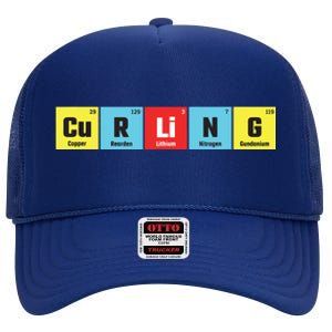 Curling Elementary Periodic Table Funny Gift High Crown Mesh Back Trucker Hat