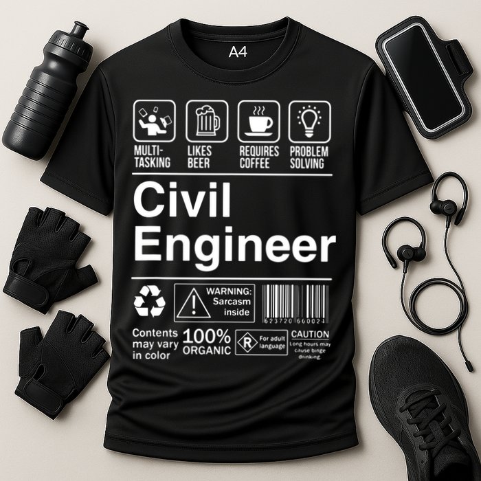 Civil Engineer Product Label Funny Gift Cooling Performance Crew T-Shirt