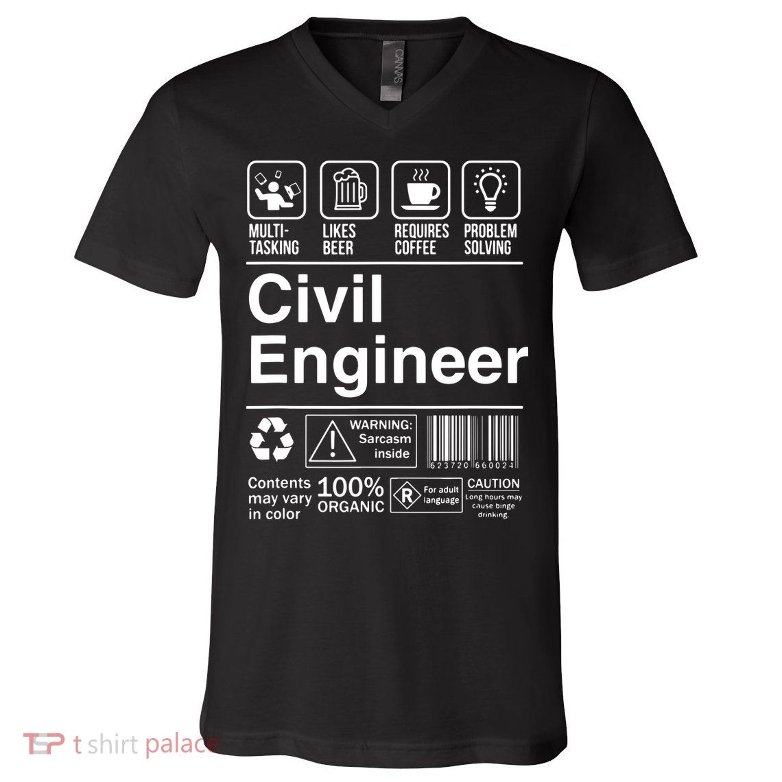 Civil Engineer Product Label Funny Gift V-Neck T-Shirt