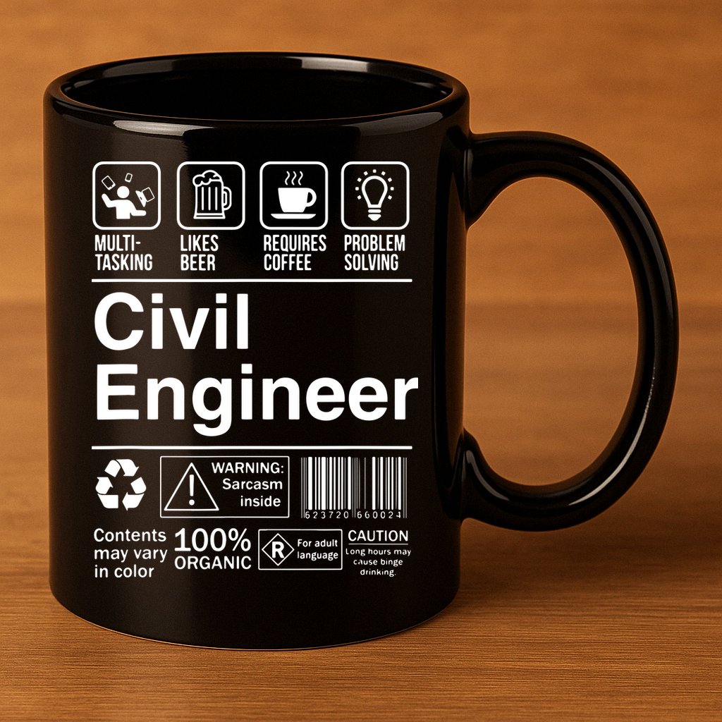 Civil Engineer Product Label Funny Gift 11oz C Handle Ceramic Mug