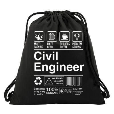 Civil Engineer Product Label Funny Gift Drawstring Bag