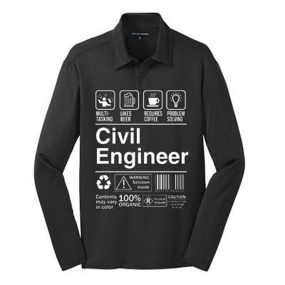 Civil Engineer Product Label Funny Gift Silk Touch Performance Long Sleeve Polo