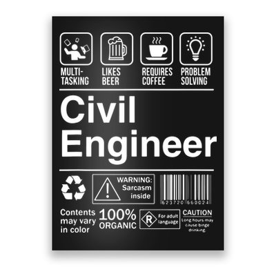 Civil Engineer Product Label Funny Gift Poster