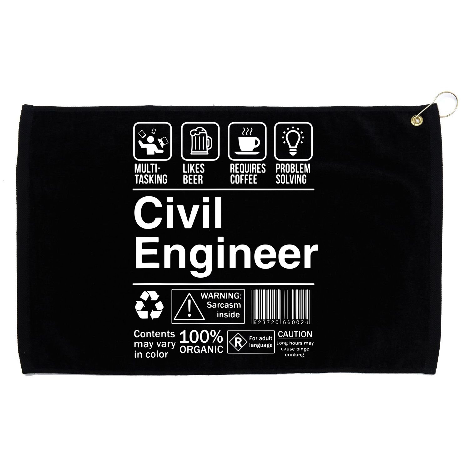 Civil Engineer Product Label Funny Gift Grommeted Golf Towel