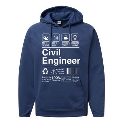 Civil Engineer Product Label Funny Gift Performance Fleece Hoodie