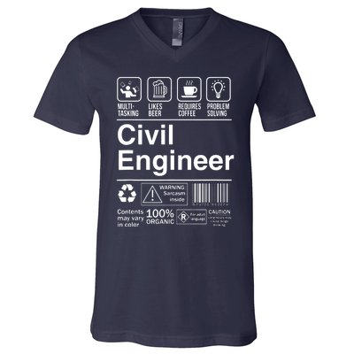 Civil Engineer Product Label Funny Gift V-Neck T-Shirt