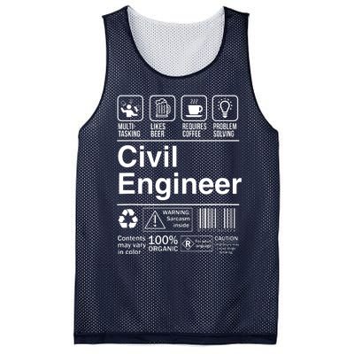 Civil Engineer Product Label Funny Gift Mesh Reversible Basketball Jersey Tank