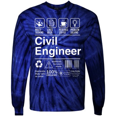 Civil Engineer Product Label Funny Gift Tie-Dye Long Sleeve Shirt