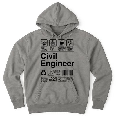 Civil Engineer Product Label Funny Gift Hoodie