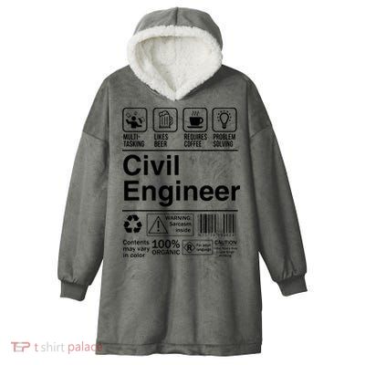 Civil Engineer Product Label Funny Gift Hooded Wearable Blanket