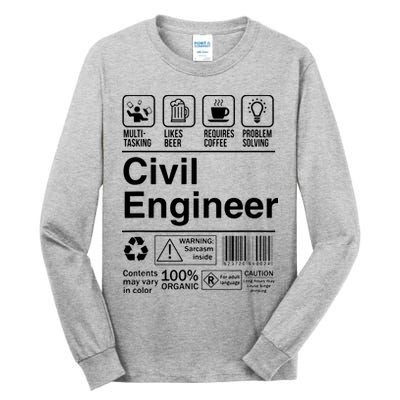 Civil Engineer Product Label Funny Gift Tall Long Sleeve T-Shirt