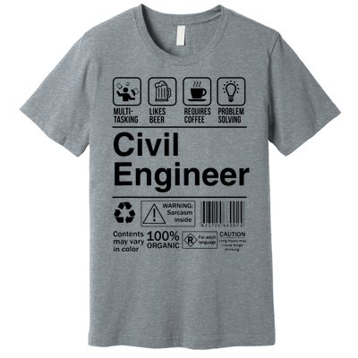 Civil Engineer Product Label Funny Gift Premium T-Shirt