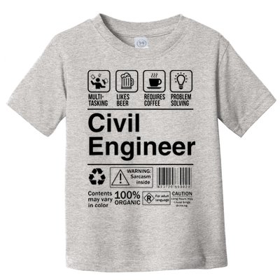Civil Engineer Product Label Funny Gift Toddler T-Shirt