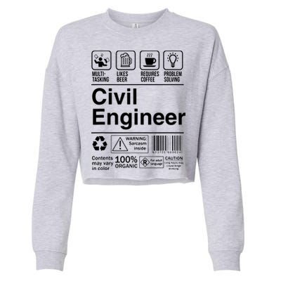 Civil Engineer Product Label Funny Gift Cropped Pullover Crew