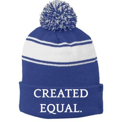 Created Equal Pay Pride Hu Rights Equality Activist Gift Stripe Pom Pom Beanie