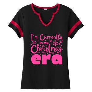 Christmas Era Pink Candycore Holiday Movie Watching Gift Ladies Halftime Notch Neck Tee