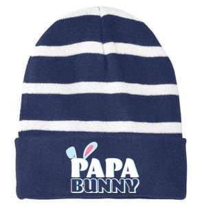 Cute Easter Papa Bunny Matching Family Shirts Striped Beanie with Solid Band