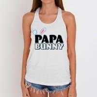 Cute Easter Papa Bunny Matching Family Shirts Women's Knotted Racerback Tank