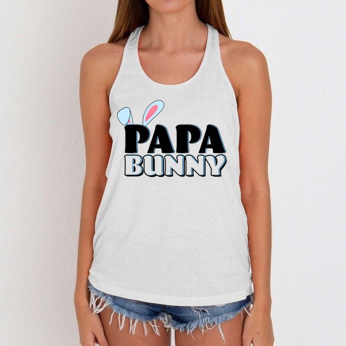 Cute Easter Papa Bunny Matching Family Shirts Women's Knotted Racerback Tank