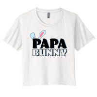 Cute Easter Papa Bunny Matching Family Shirts Women's Crop Top Tee