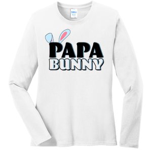 Cute Easter Papa Bunny Matching Family Shirts Ladies Long Sleeve Shirt