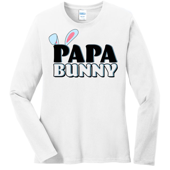 Cute Easter Papa Bunny Matching Family Shirts Ladies Long Sleeve Shirt