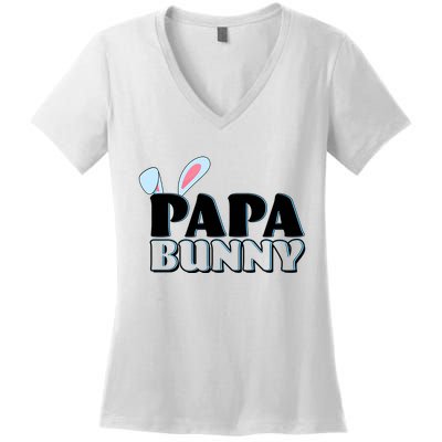 Cute Easter Papa Bunny Matching Family Shirts Women's V-Neck T-Shirt