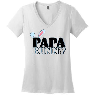 Cute Easter Papa Bunny Matching Family Shirts Women's V-Neck T-Shirt