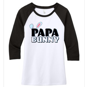 Cute Easter Papa Bunny Matching Family Shirts Women's Tri-Blend 3/4-Sleeve Raglan Shirt