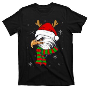 Christmas Eagle Patriotic Bald Eagle With Santa Hat T-Shirt