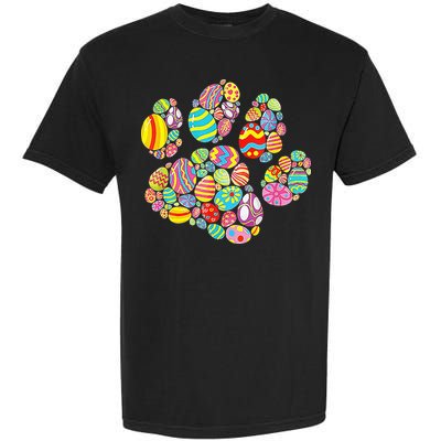 Colorful Egg Paw Print Funny Dog Cat Lovers Easter Day Gifts Garment-Dyed Heavyweight T-Shirt