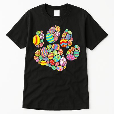 Colorful Egg Paw Print Funny Dog Cat Lovers Easter Day Gifts Tall T-Shirt