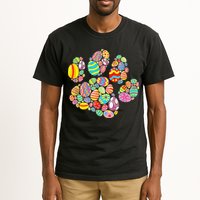 Colorful Egg Paw Print Funny Dog Cat Lovers Easter Day Gifts Tall T-Shirt
