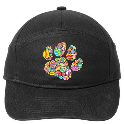 Colorful Egg Paw Print Funny Dog Cat Lovers Easter Day Gifts 7-Panel Snapback Hat