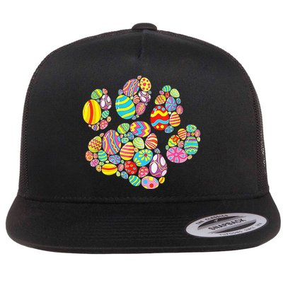 Colorful Egg Paw Print Funny Dog Cat Lovers Easter Day Gifts Flatbill Hat