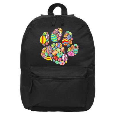 Colorful Egg Paw Print Funny Dog Cat Lovers Easter Day Gifts 16 in Basic Backpack