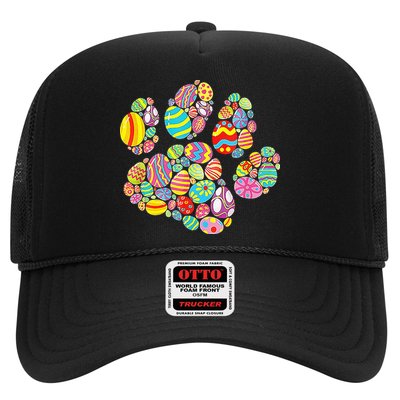 Colorful Egg Paw Print Funny Dog Cat Lovers Easter Day Gifts Trucker Hat