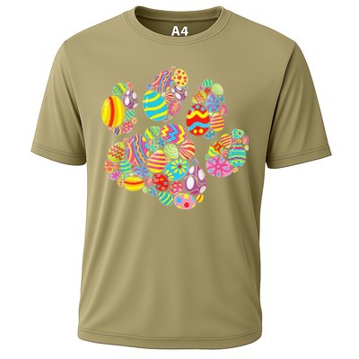 Colorful Egg Paw Print Funny Dog Cat Lovers Easter Day Gifts Performance Shirt