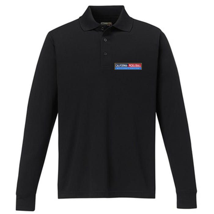 California Elite Pickleball Sports Crew Club Performance Long Sleeve Polo