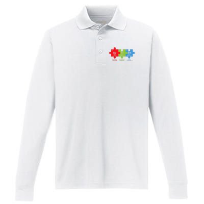 cute Elements Periodic Table ASD Awareness Performance Long Sleeve Polo