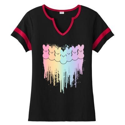 Cute Easter Painted Spring Colors Peeps Ladies Halftime Notch Neck Tee