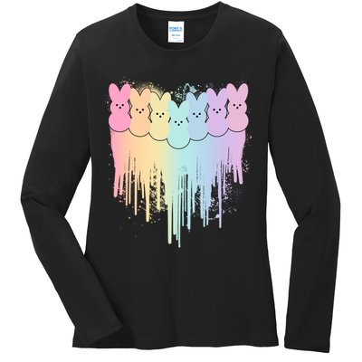 Cute Easter Painted Spring Colors Peeps Ladies Long Sleeve Shirt