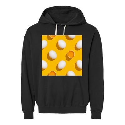 Chicken Eggs Pattern Garment-Dyed Fleece Hoodie