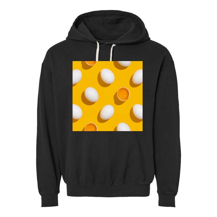 Chicken Eggs Pattern Garment-Dyed Fleece Hoodie