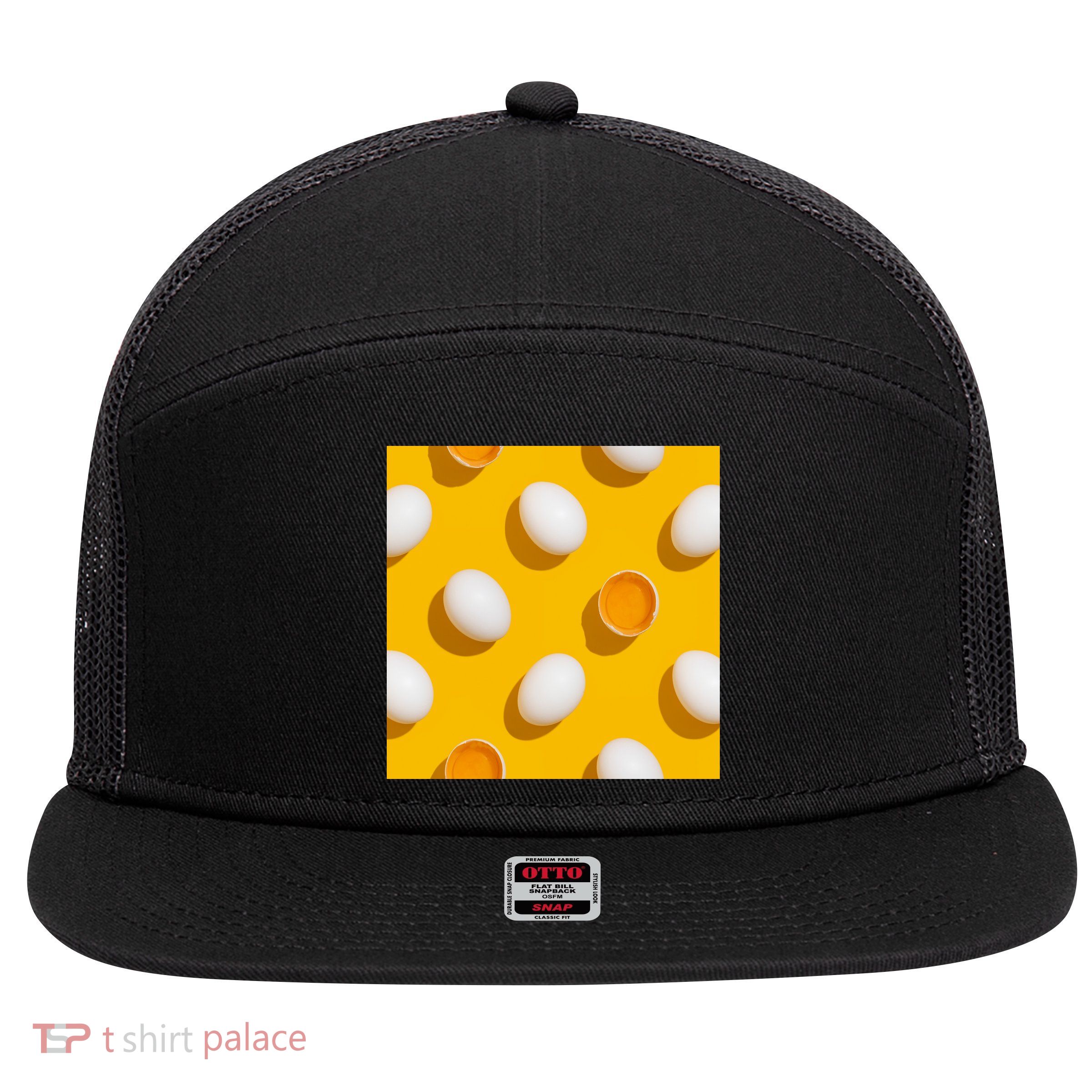 Chicken Eggs Pattern 7 Panel Mesh Trucker Snapback Hat